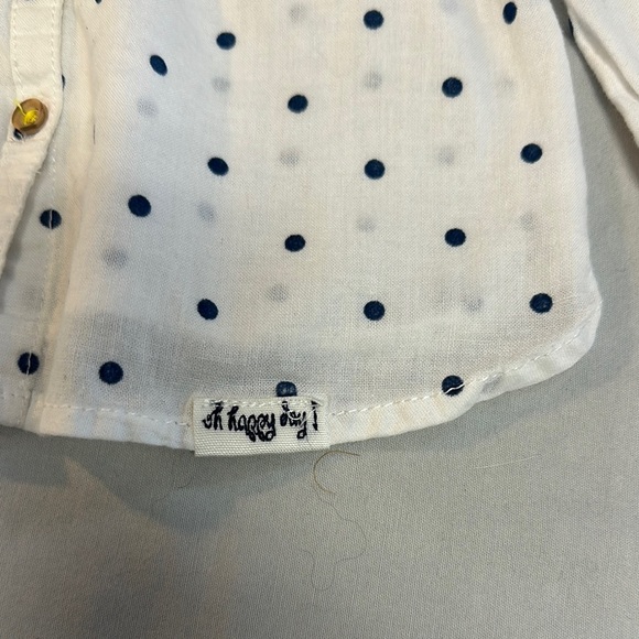 Zara White and Blue Button Down Shirt with Polka Dots - Picture 5 of 5